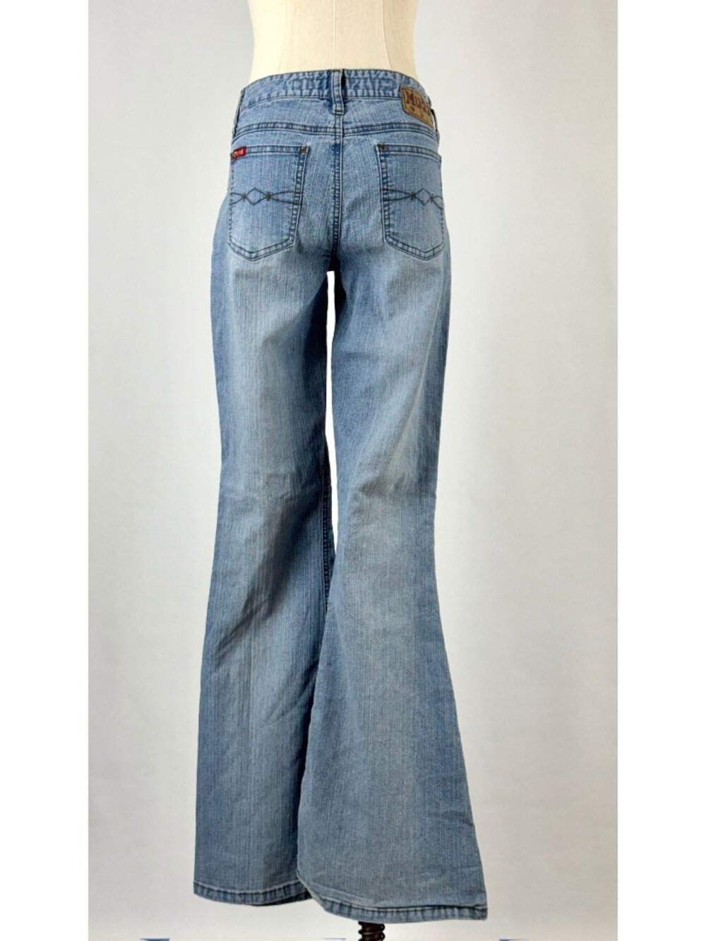 Vtg Y2K Mudd Low Rise Bell Bottom Flare Jeans Button Fly Light Wash Hip Hugger - Picture 2 of 8